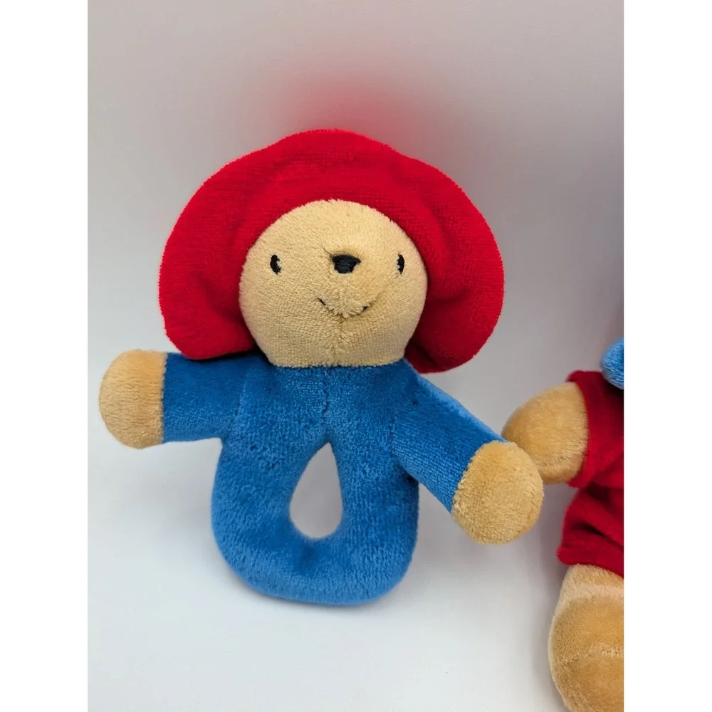 Eden Paddington Bear Plush Lot Blue Red Rattle Stuffed Toy